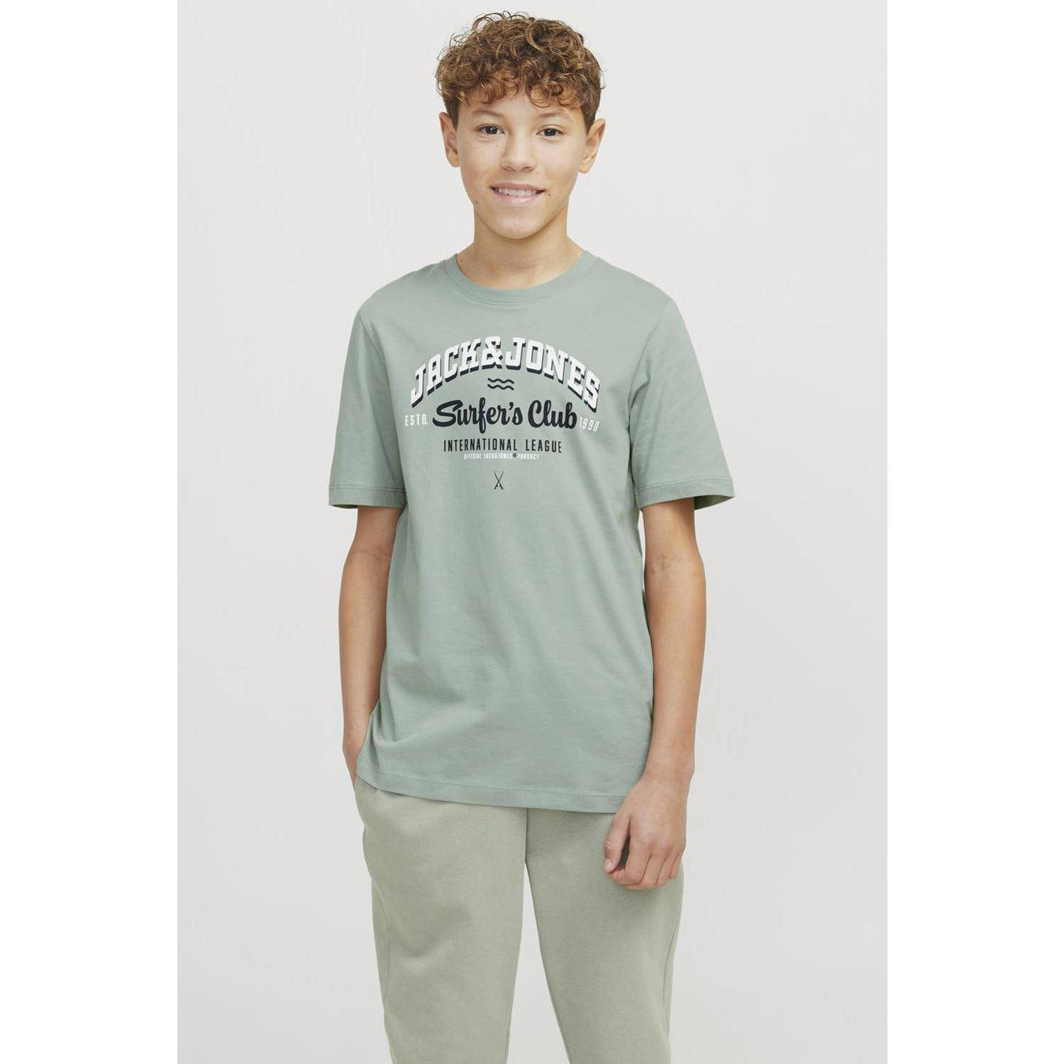 JACK & JONES JUNIOR T-shirt JJELOGO met logo zachtgroen