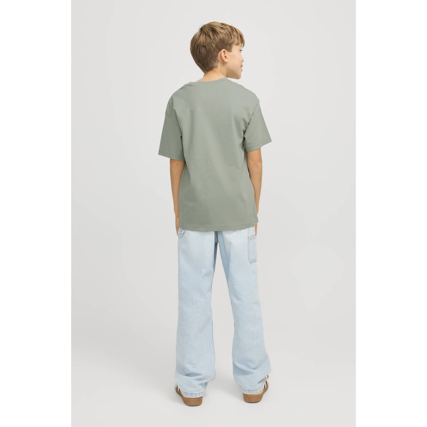 JACK & JONES JUNIOR T-shirt JJESTAR met tekst zachtgroen