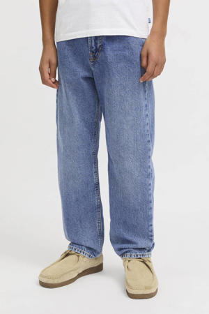 high waist relaxed fit jeans medium blue denim