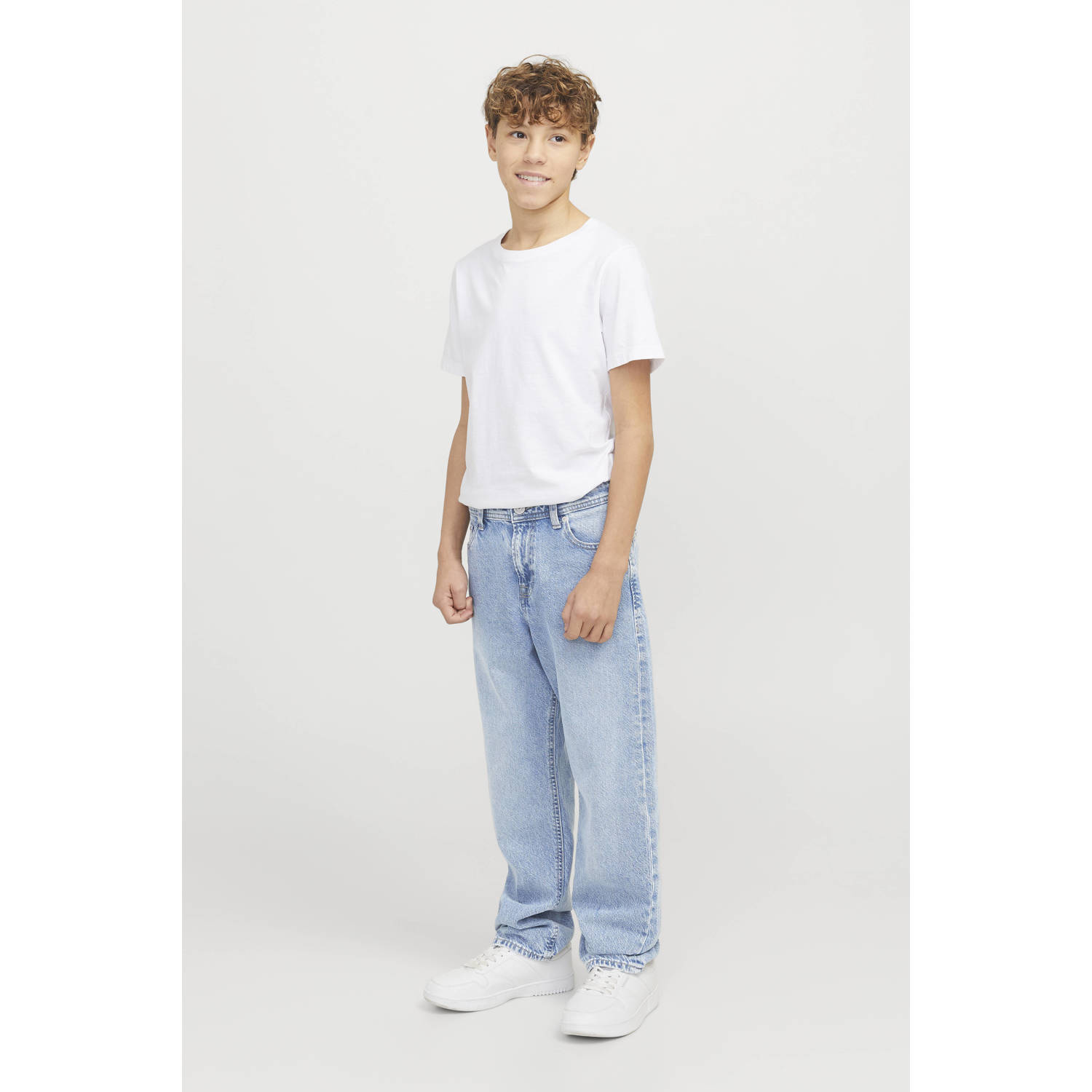 JACK & JONES JUNIOR high waist relaxed fit jeans light blue denim