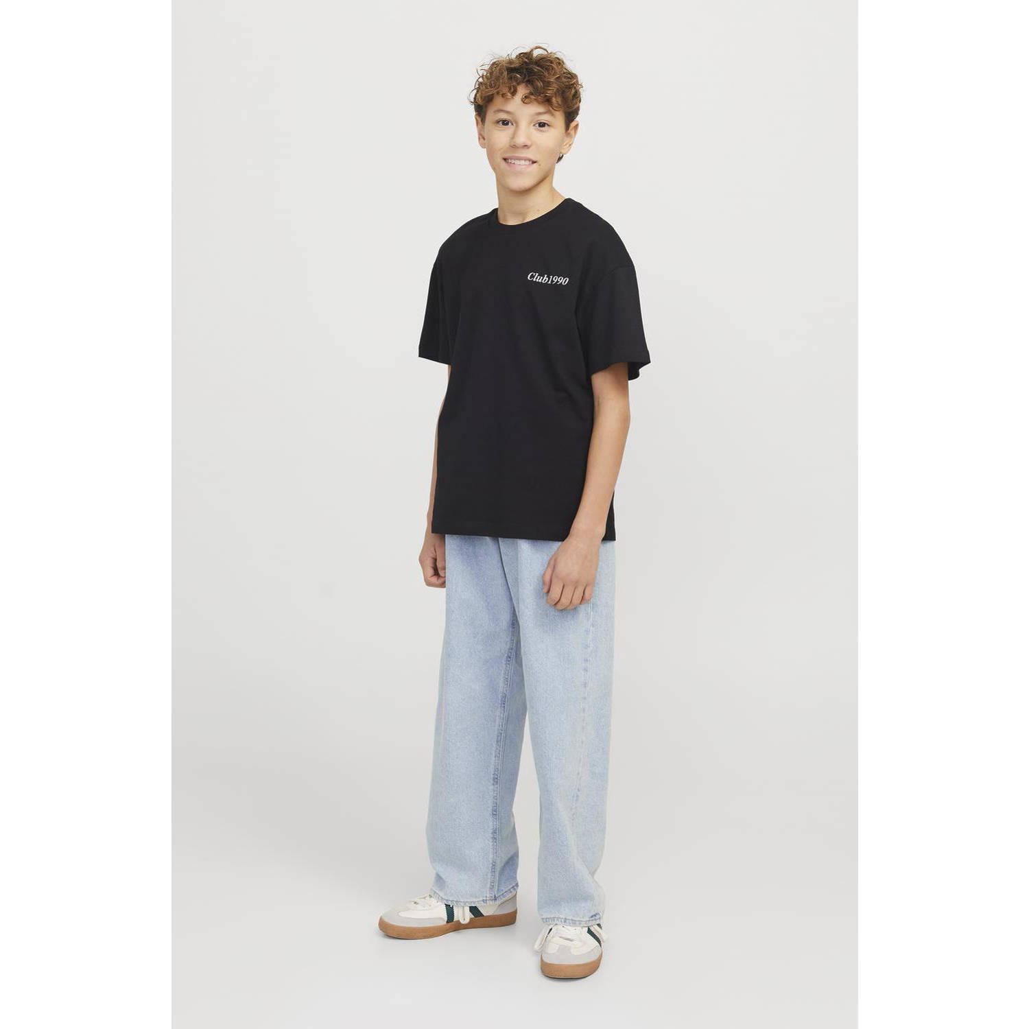 JACK & JONES JUNIOR high waist loose fit jeans light blue denim