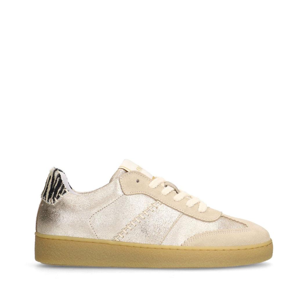 Gouden dames Manfield leren sneakers met veters