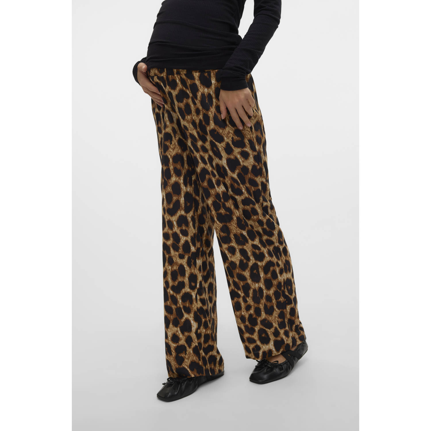 MAMALICIOUS regular waist zwangerschaps casual broek bruin