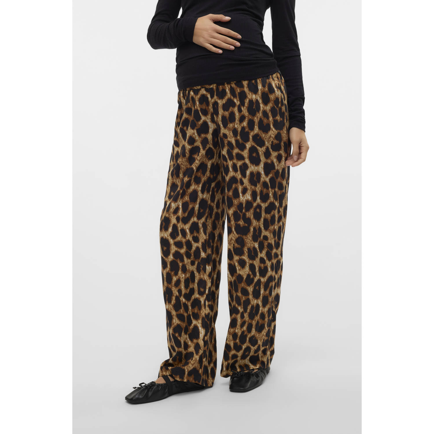 MAMALICIOUS regular waist zwangerschaps casual broek bruin
