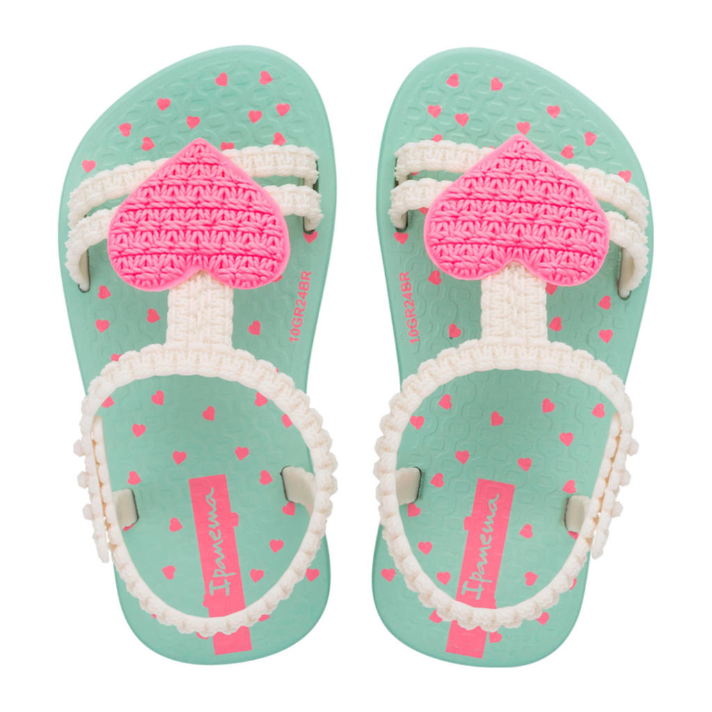 Mintgroen en ecru meisjes Ipanema My First Ipanema sandalen van rubber met drukknoop
