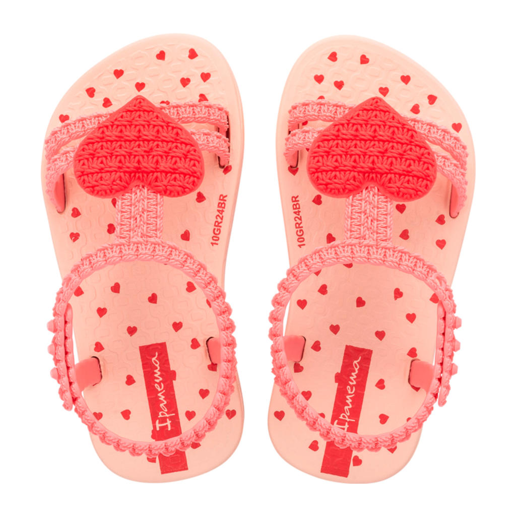 Zalm en rode meisjes Ipanema My First Ipanema sandalen van rubber met drukknoop