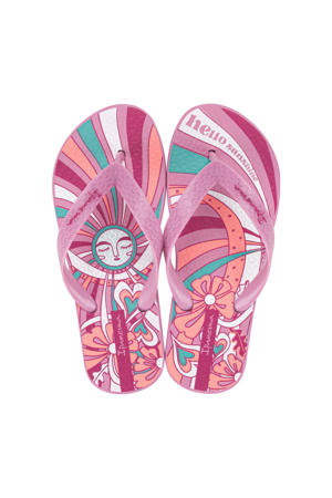Classic teenslippers roze/wit