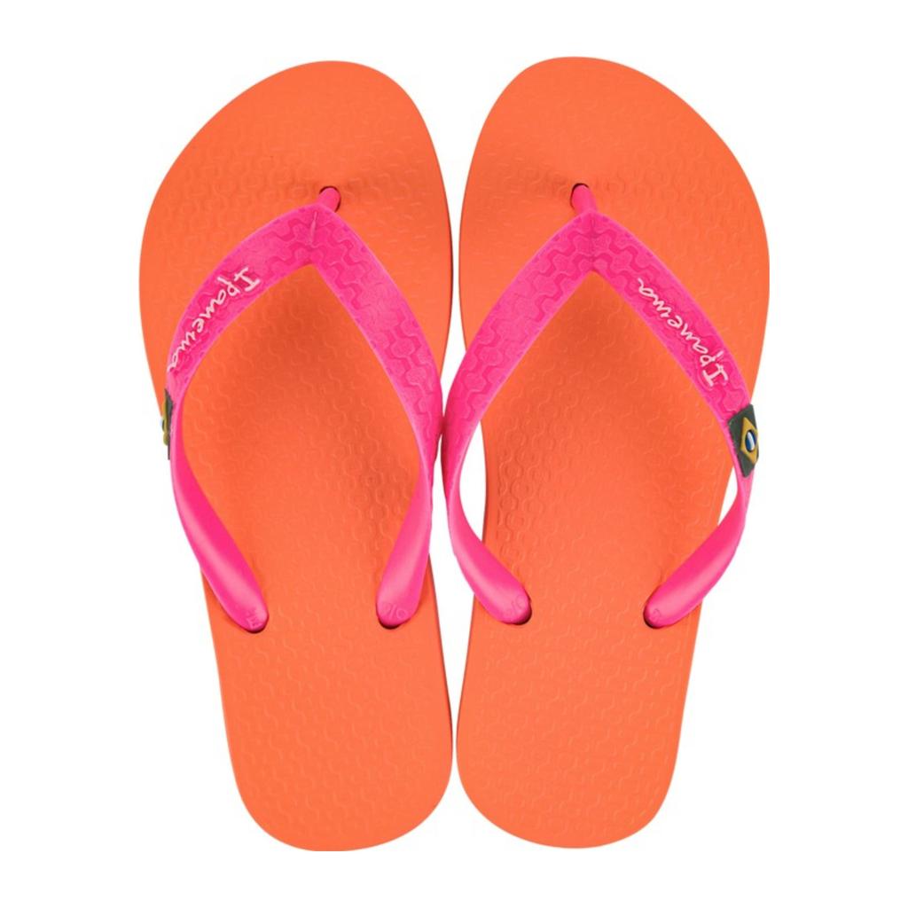 Oranje en roze jongens en meisjes Ipanema teenslippers van 100% rubber