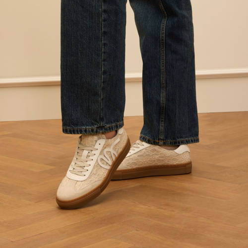 Manfield leren sneakers beige afbeelding