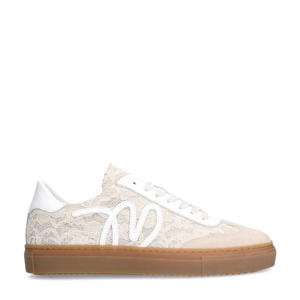   leren sneakers beige