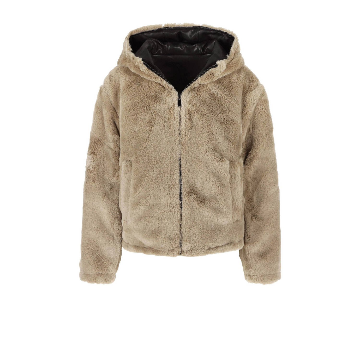 LOLALIZA faux fur jas taupe