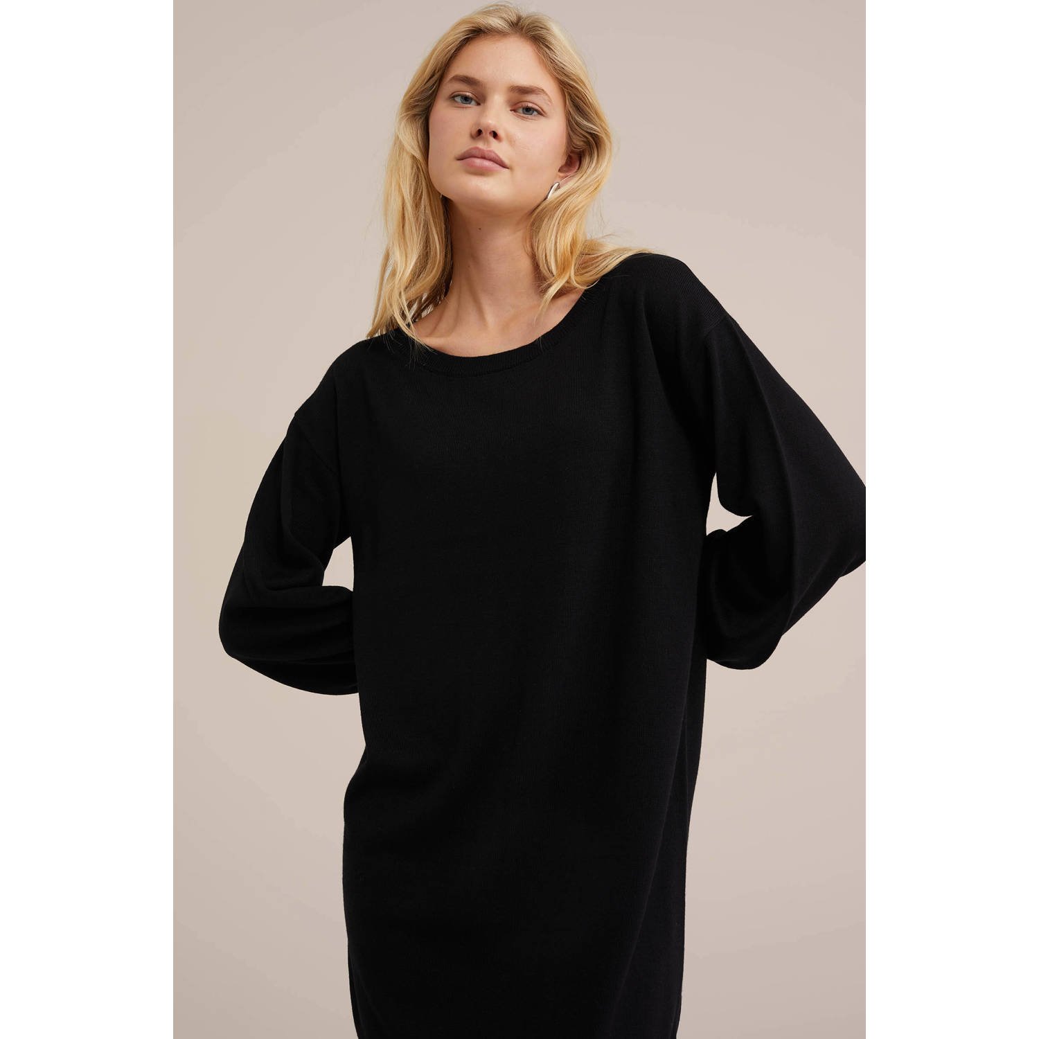 WE Fashion korte jurk zwart met wol
