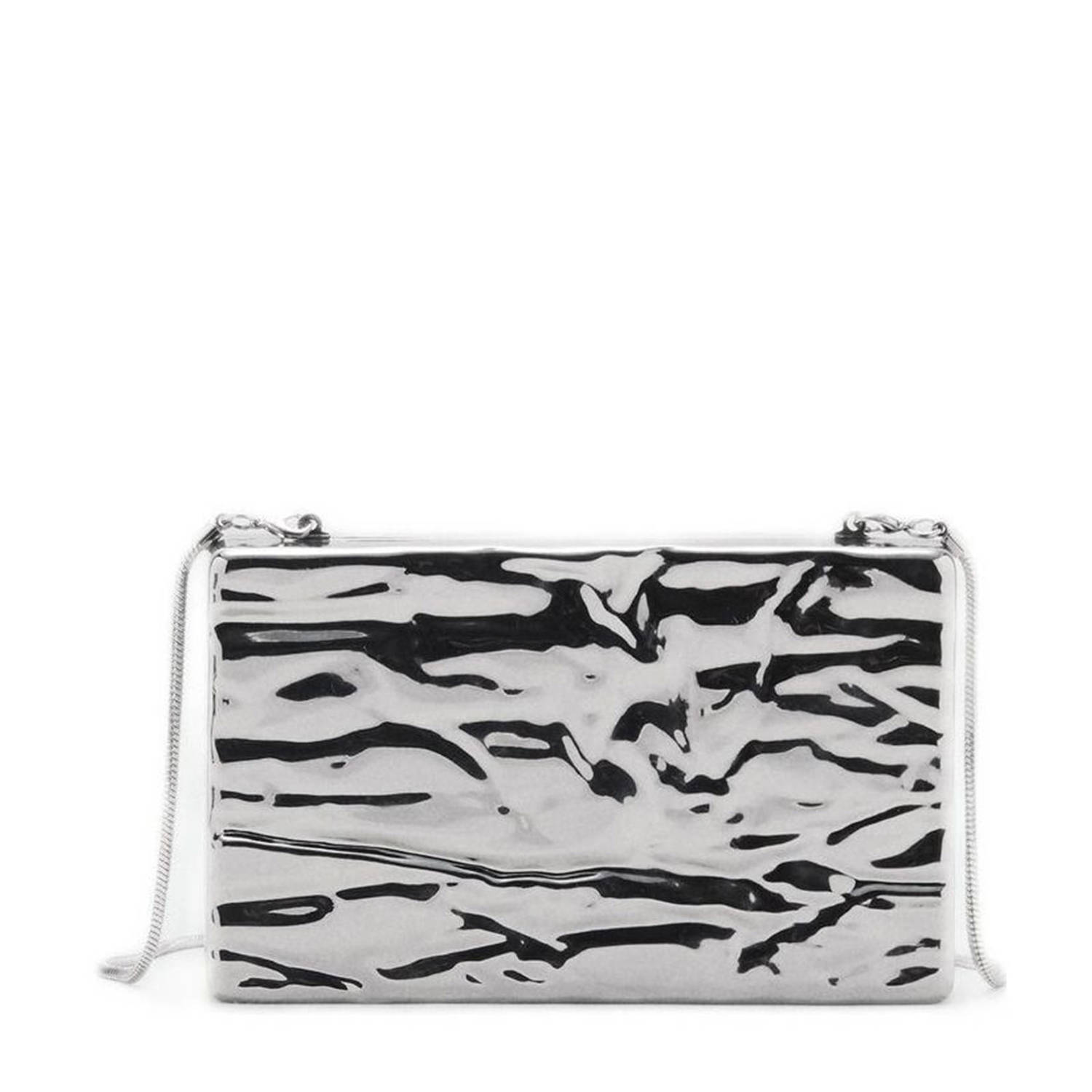 Mango clutch zilverkleurig