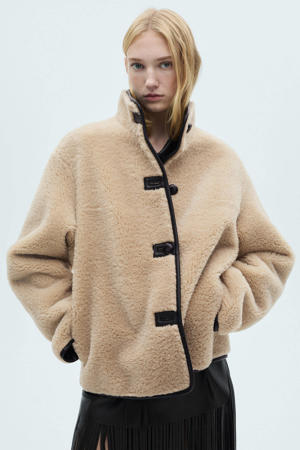 faux fur jas beige