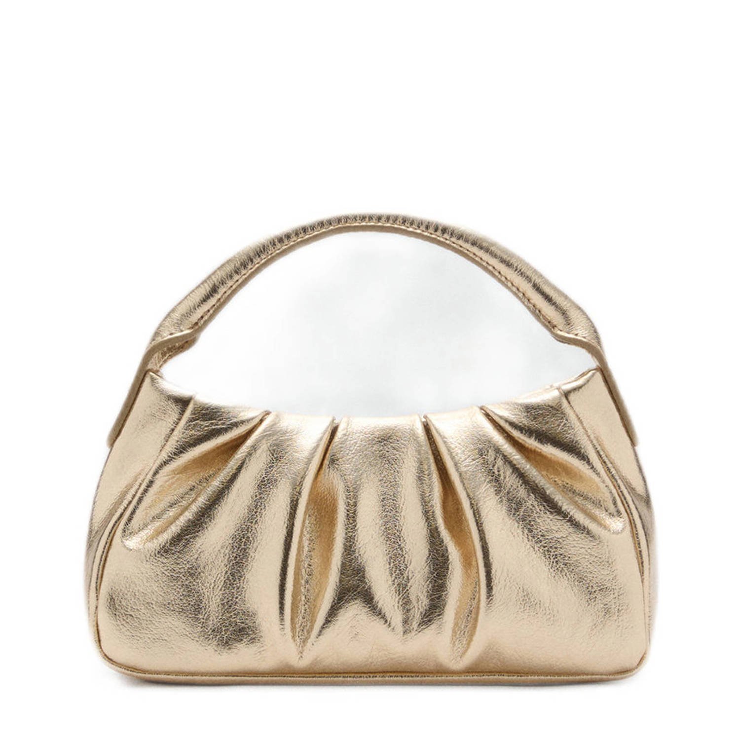 Mango metallic crossbody tas goudkleurig