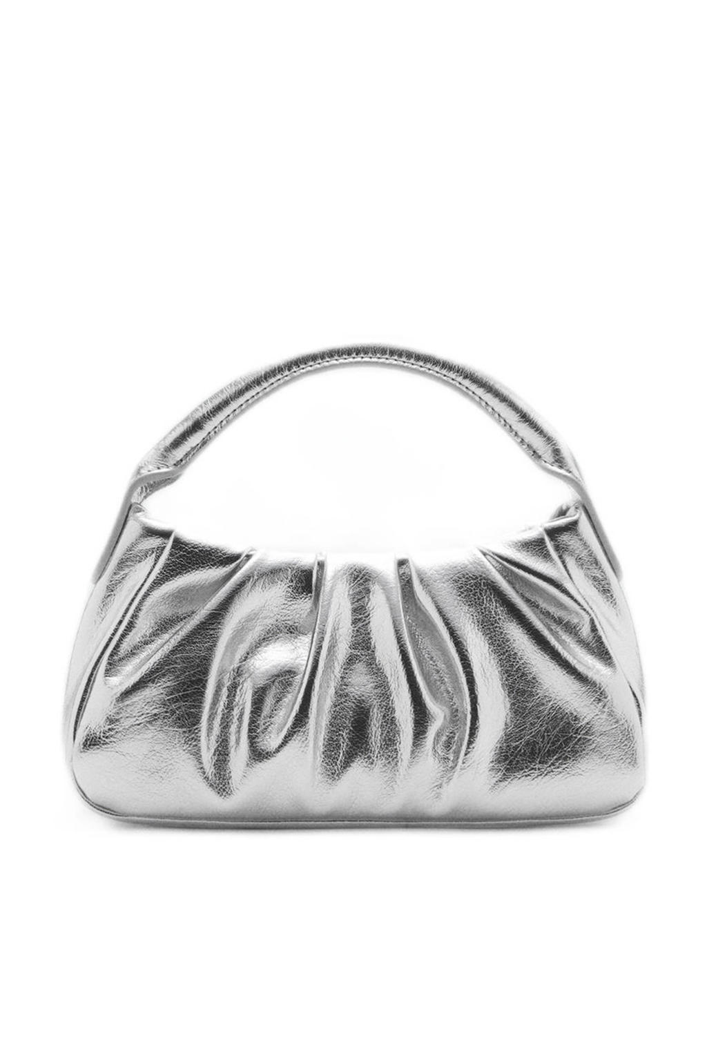 Mango metallic crossbody tas zilverkleurig