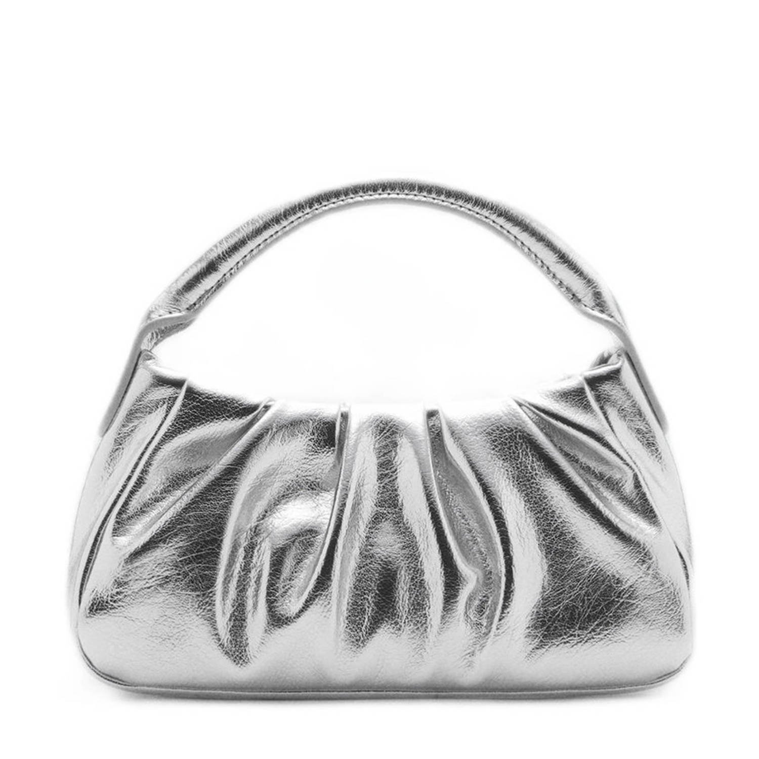 Mango metallic crossbody tas zilverkleurig