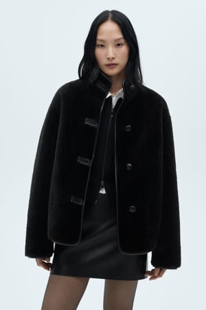 faux fur jas zwart