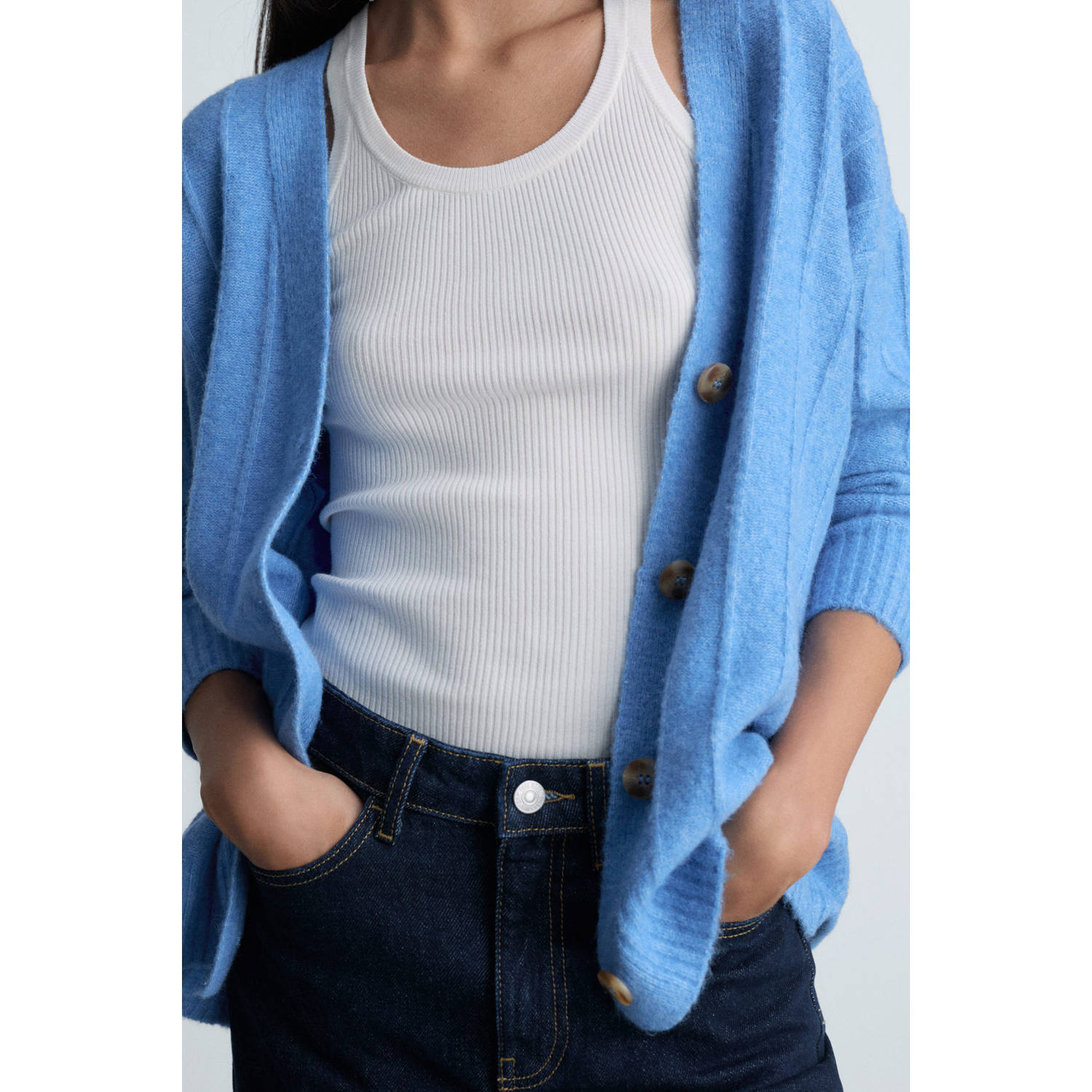 Mango gebreid vest blauw