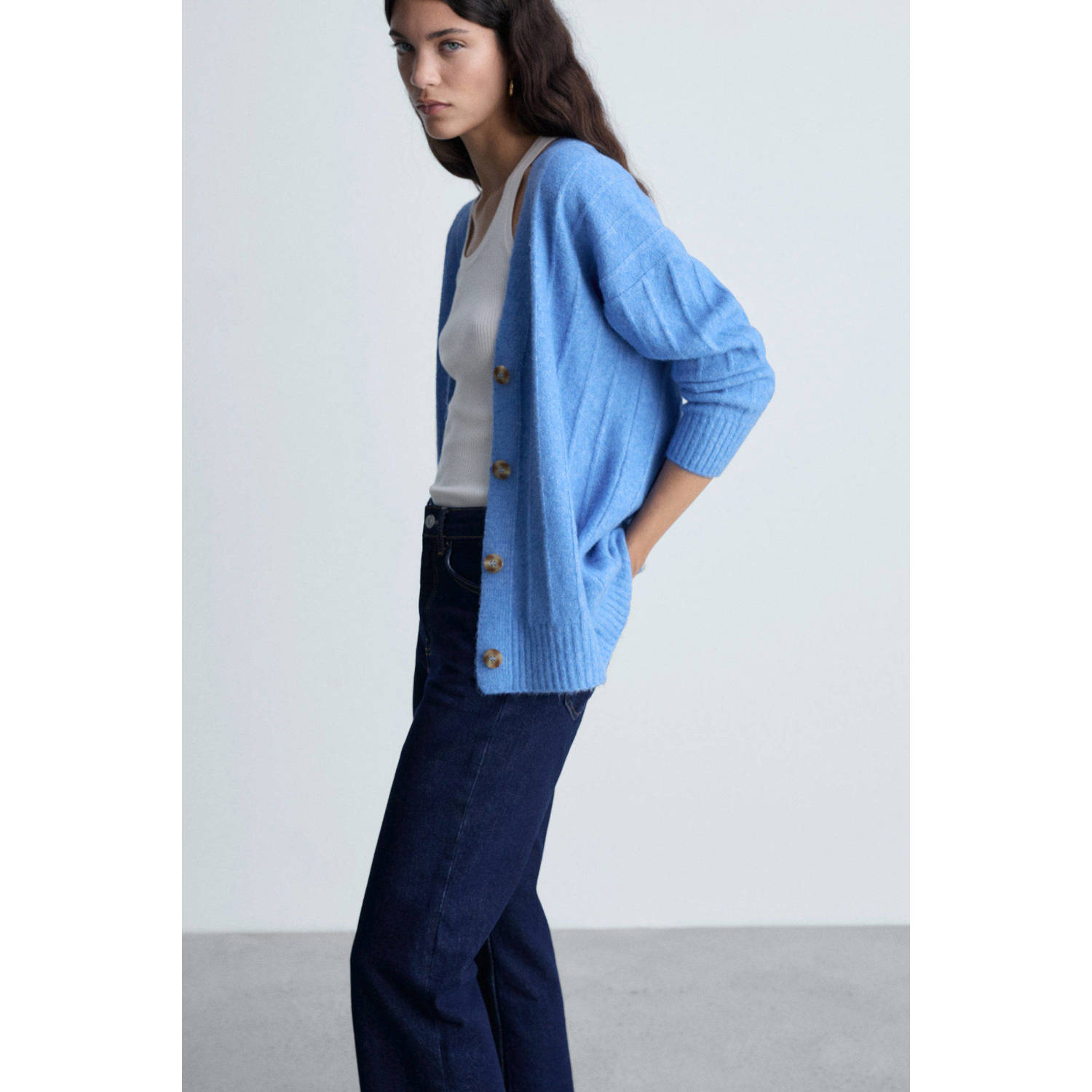 Mango gebreid vest blauw