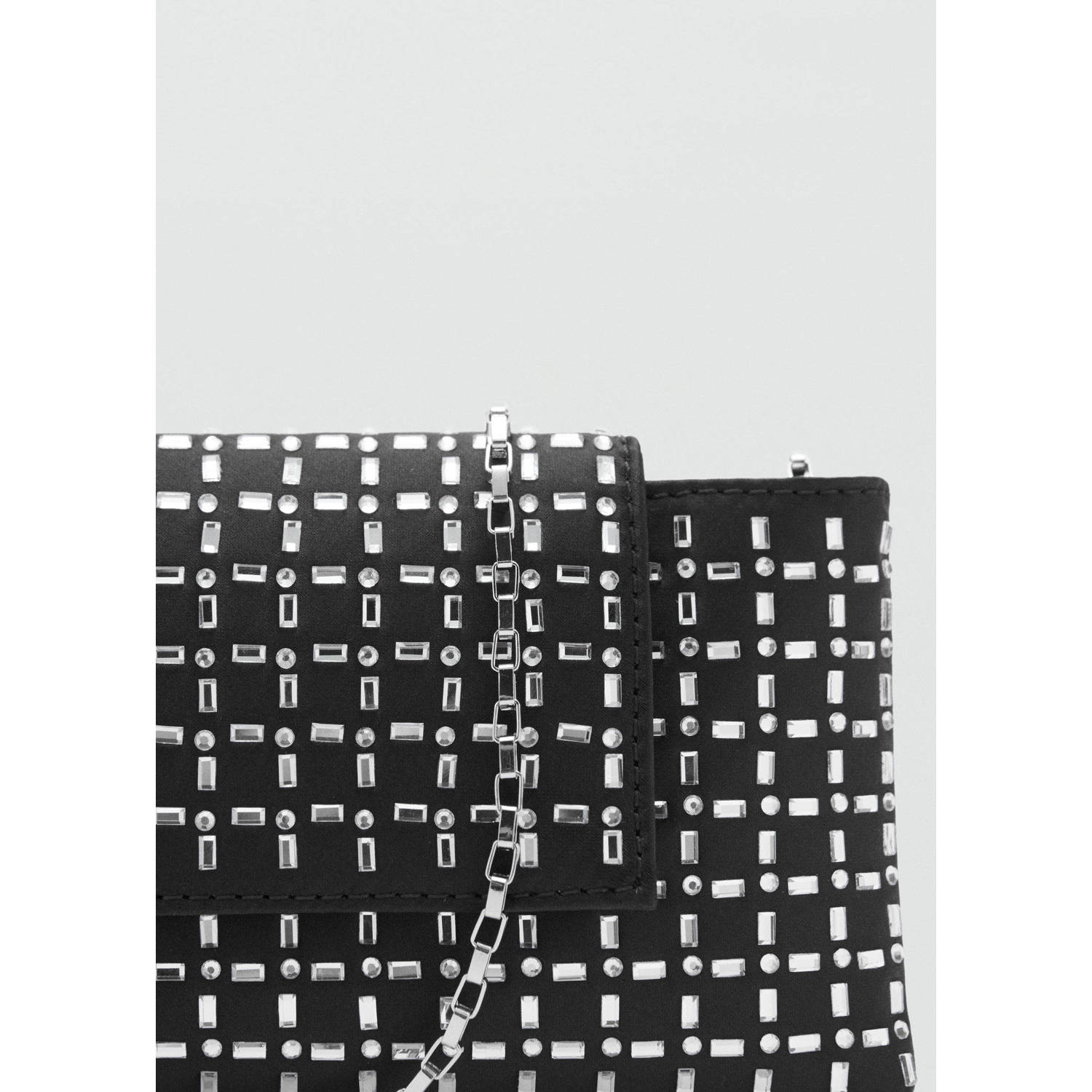 Mango schoudertas met strass zwart