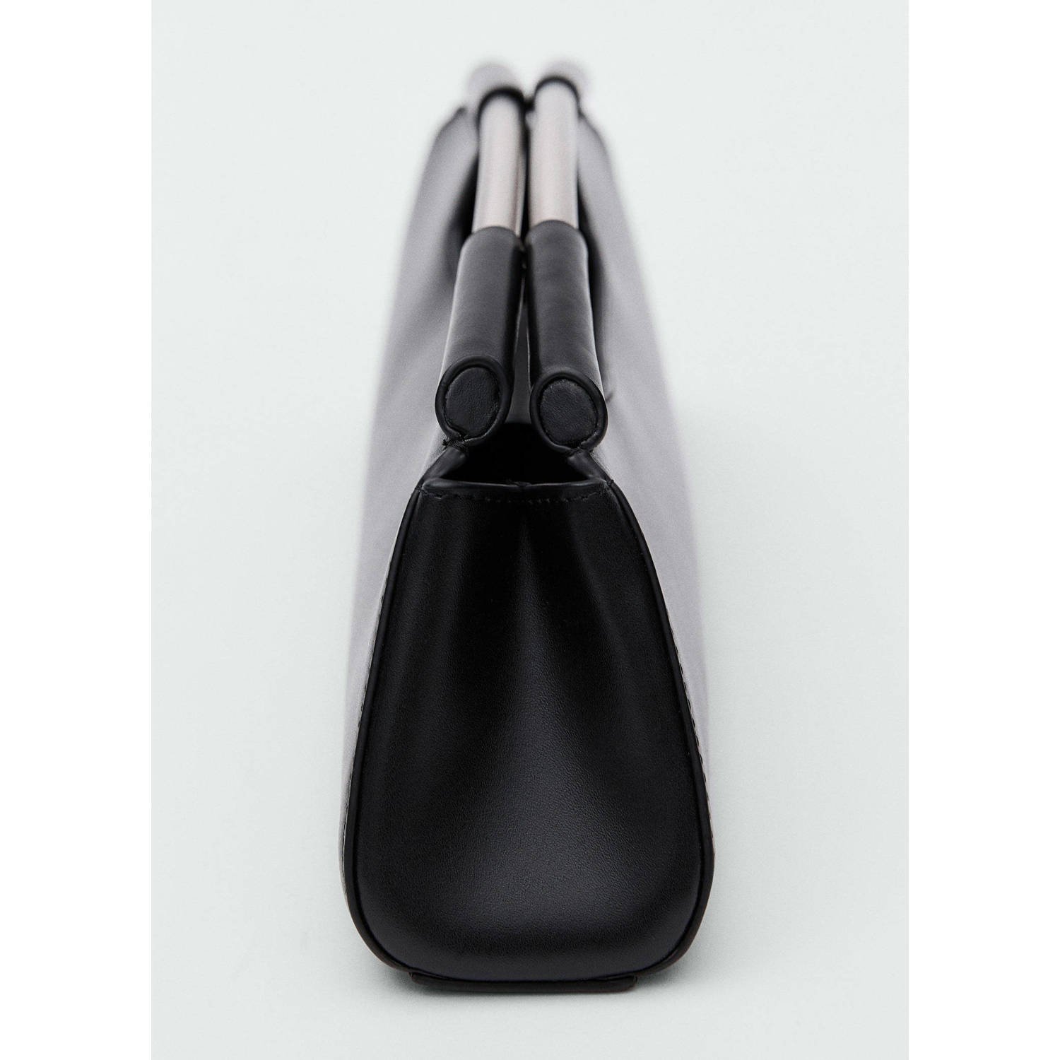 Mango leren mini handtas zwart