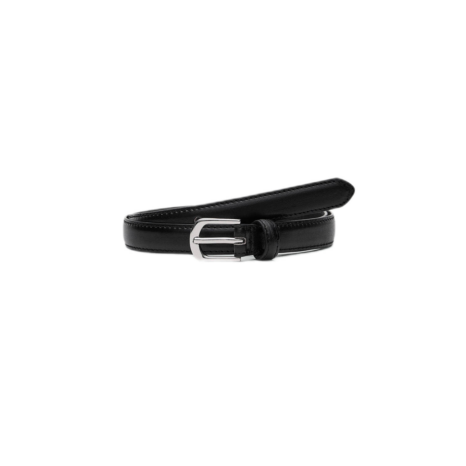 Mango leren riem zwart