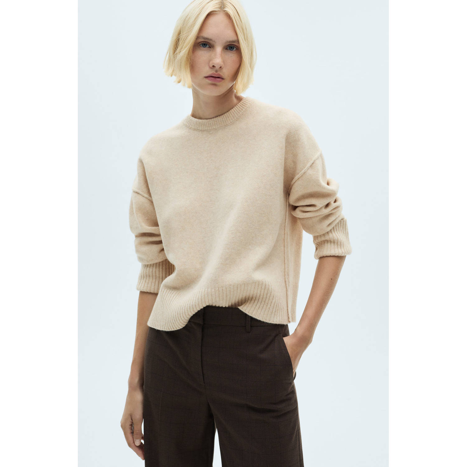 Mango gebreide trui beige