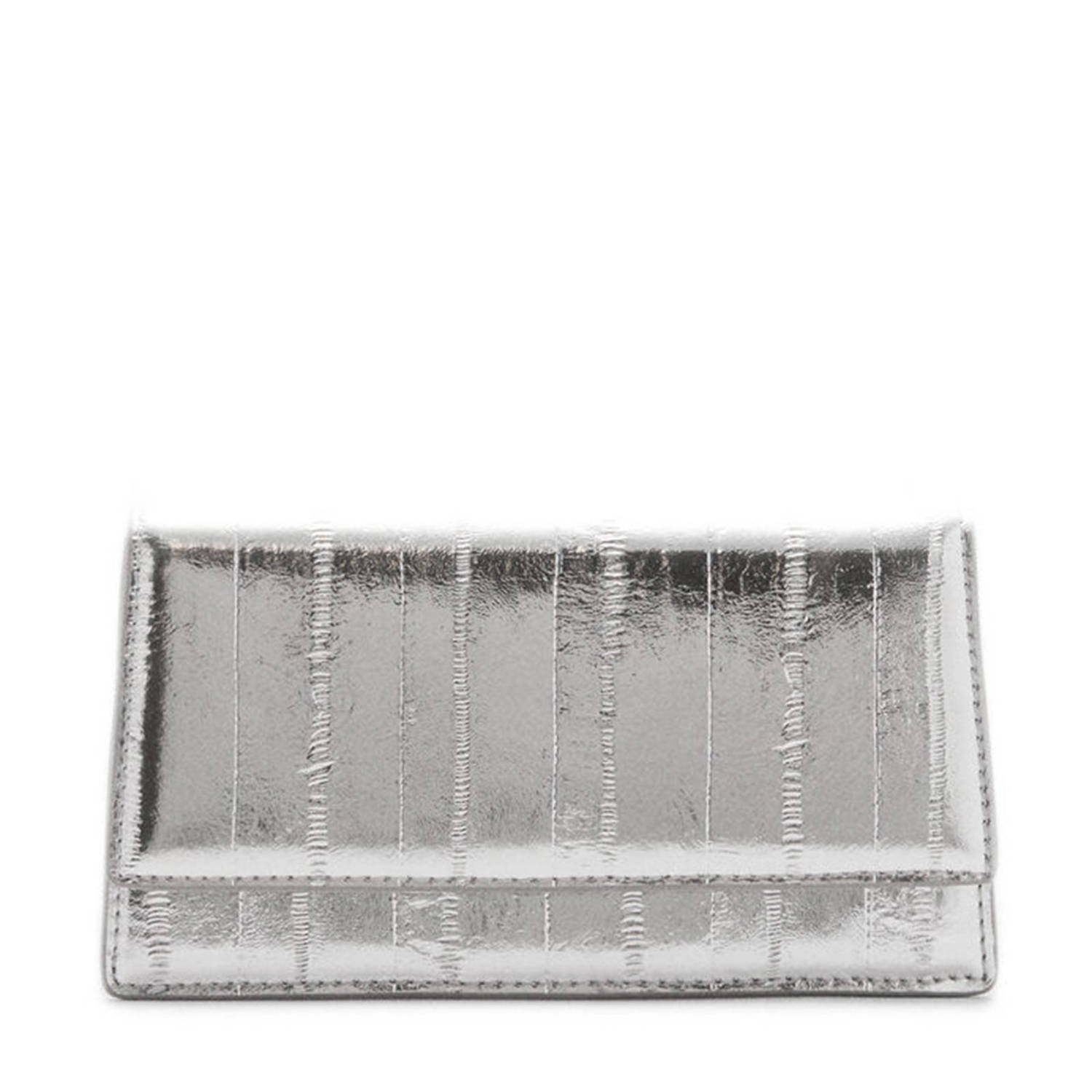 Mango metallic clutch zilverkleurig