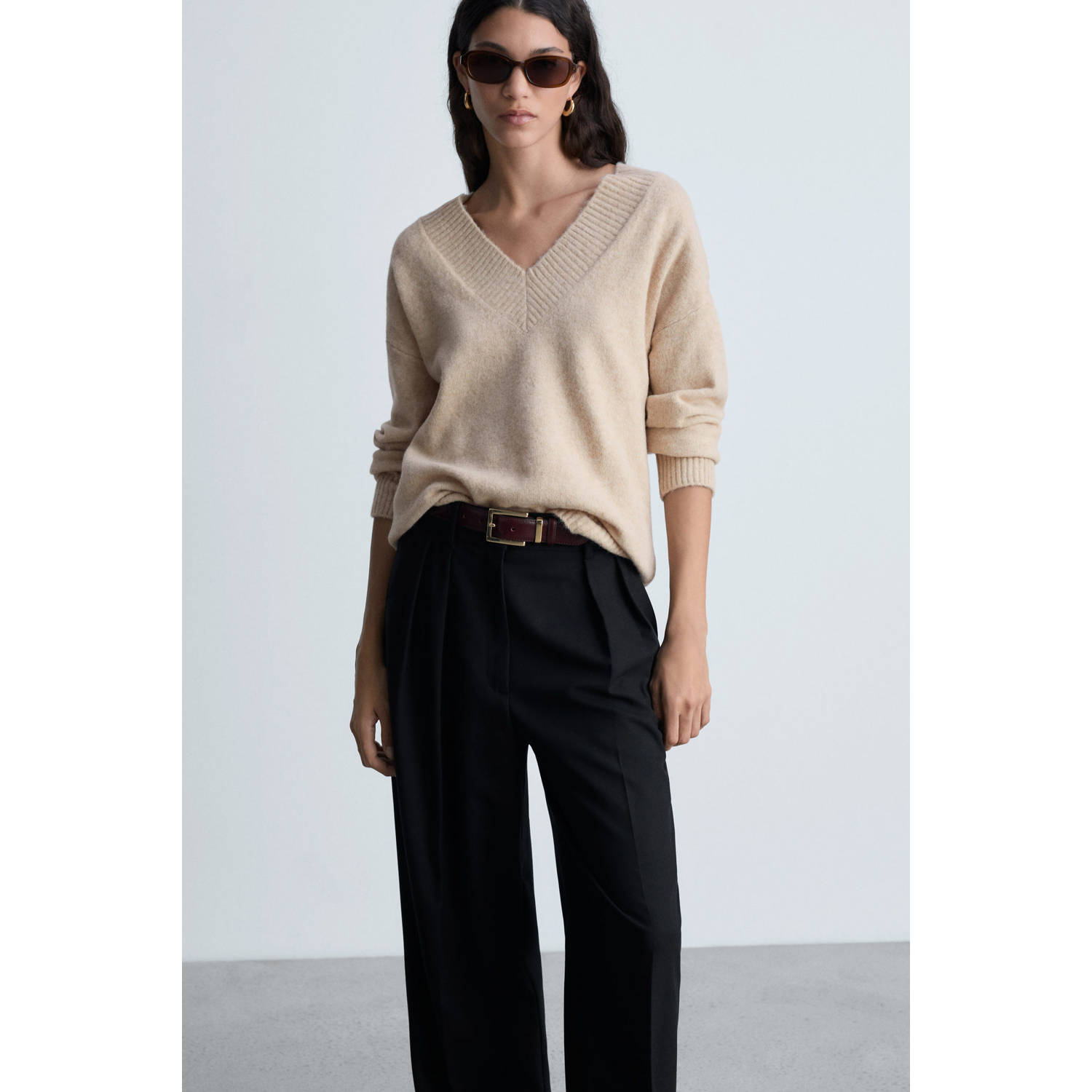 Mango gebreide trui beige