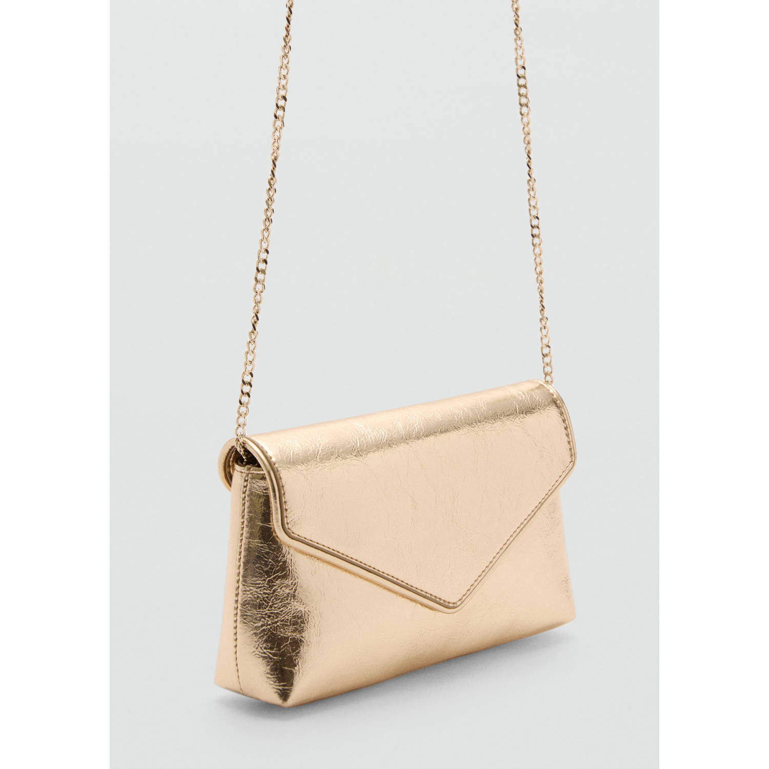 Mango metallic crossbody tas goudkleurig