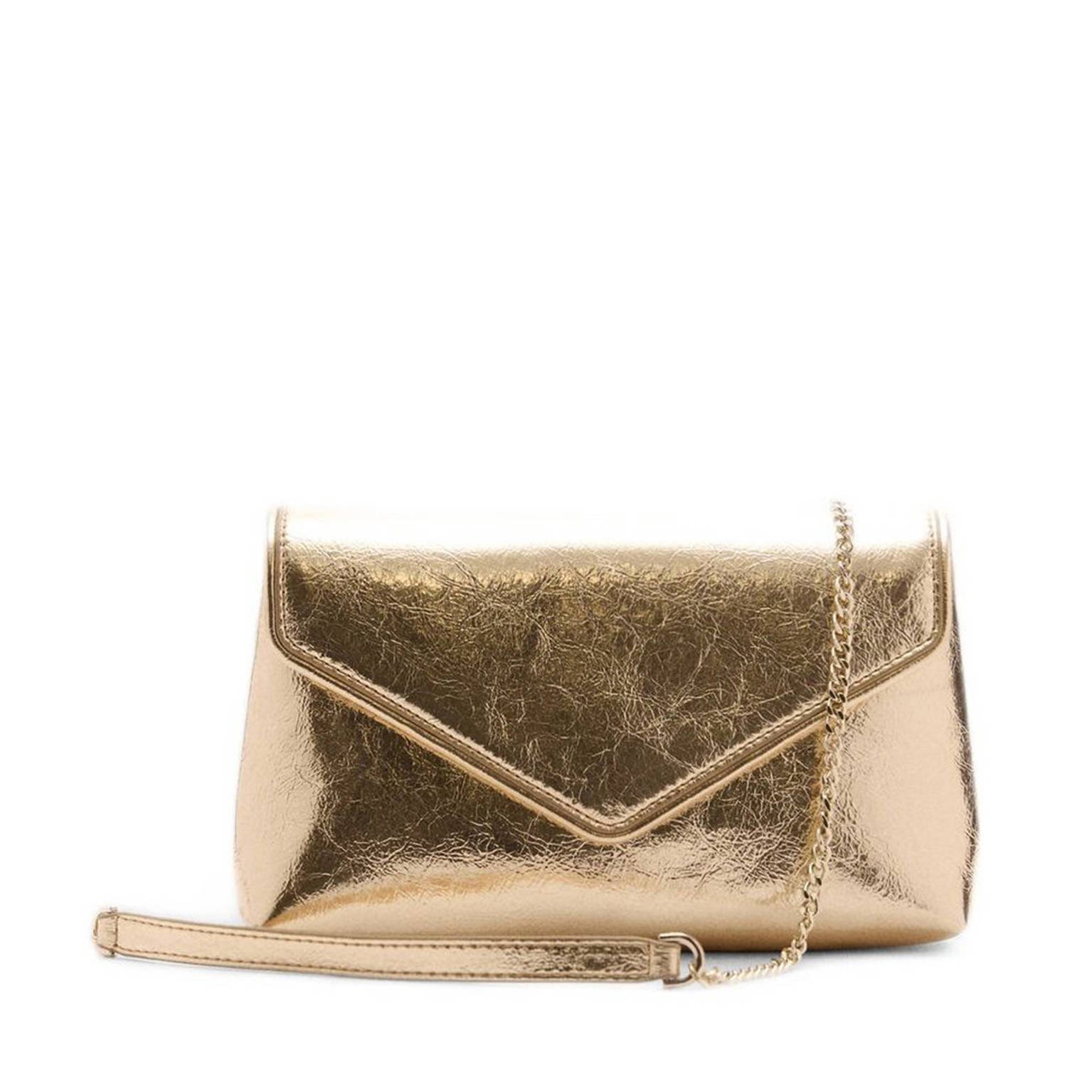 Mango metallic crossbody tas goudkleurig