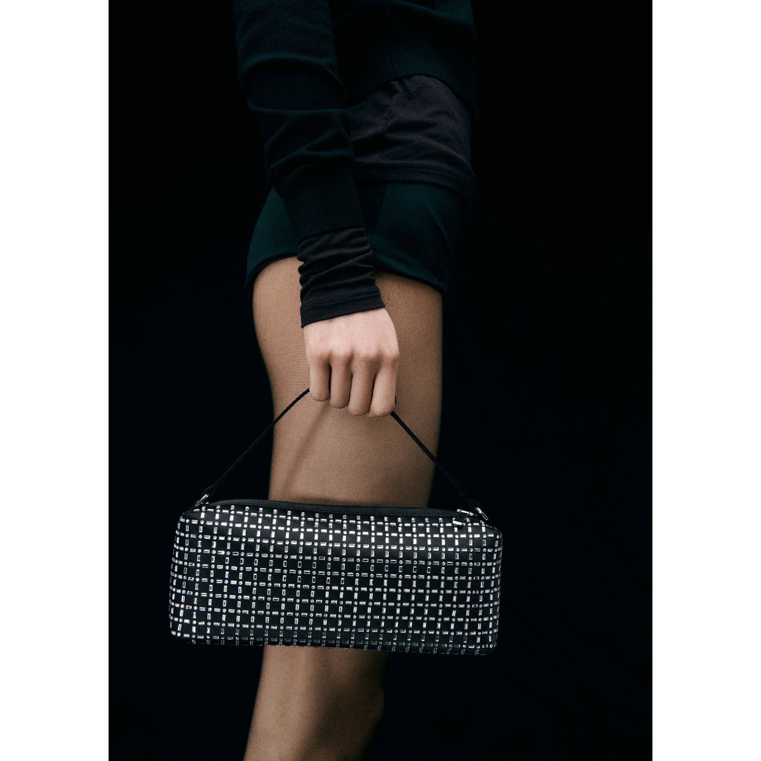 Mango handtas met strass zwart