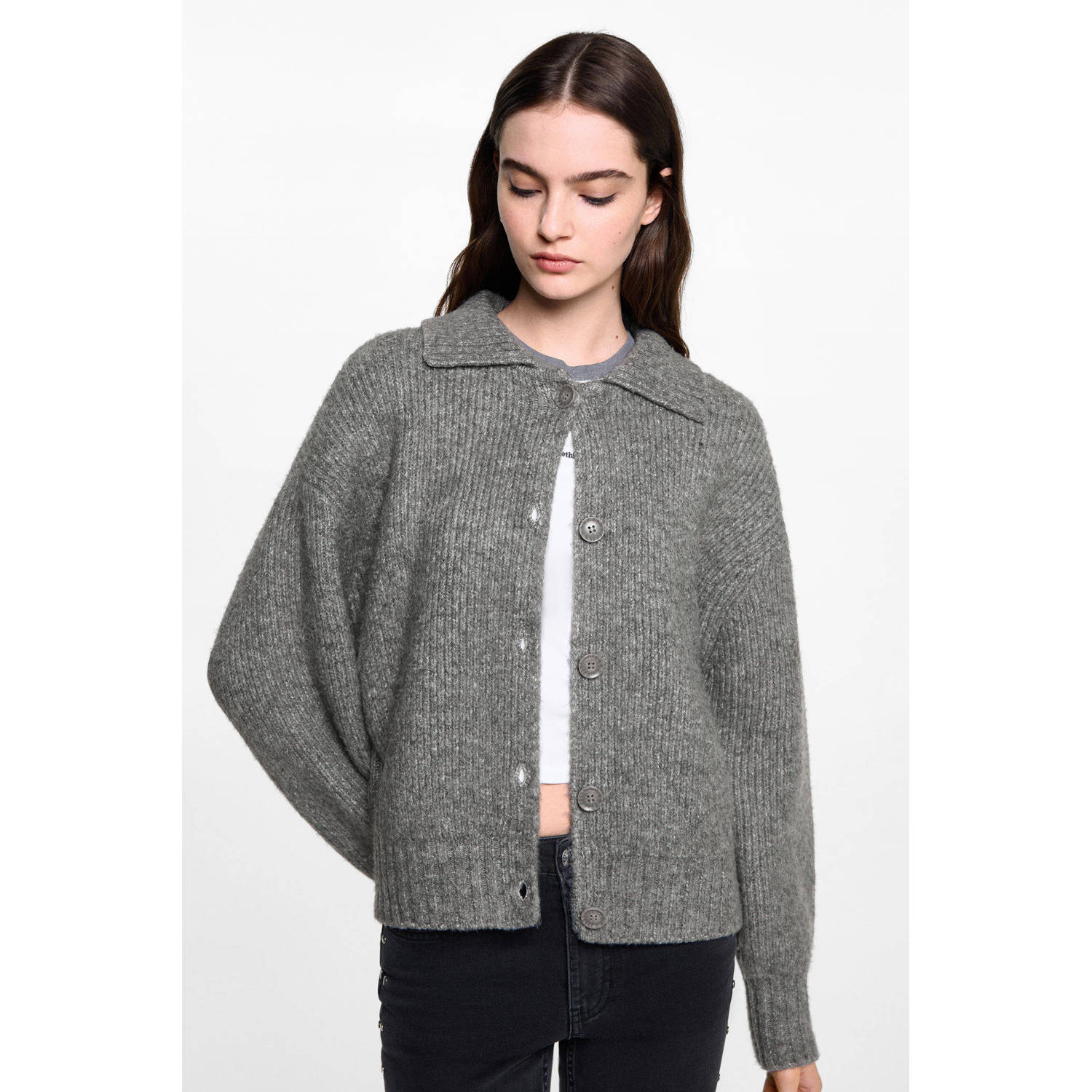 MANGO TEEN vest grijs gebreid