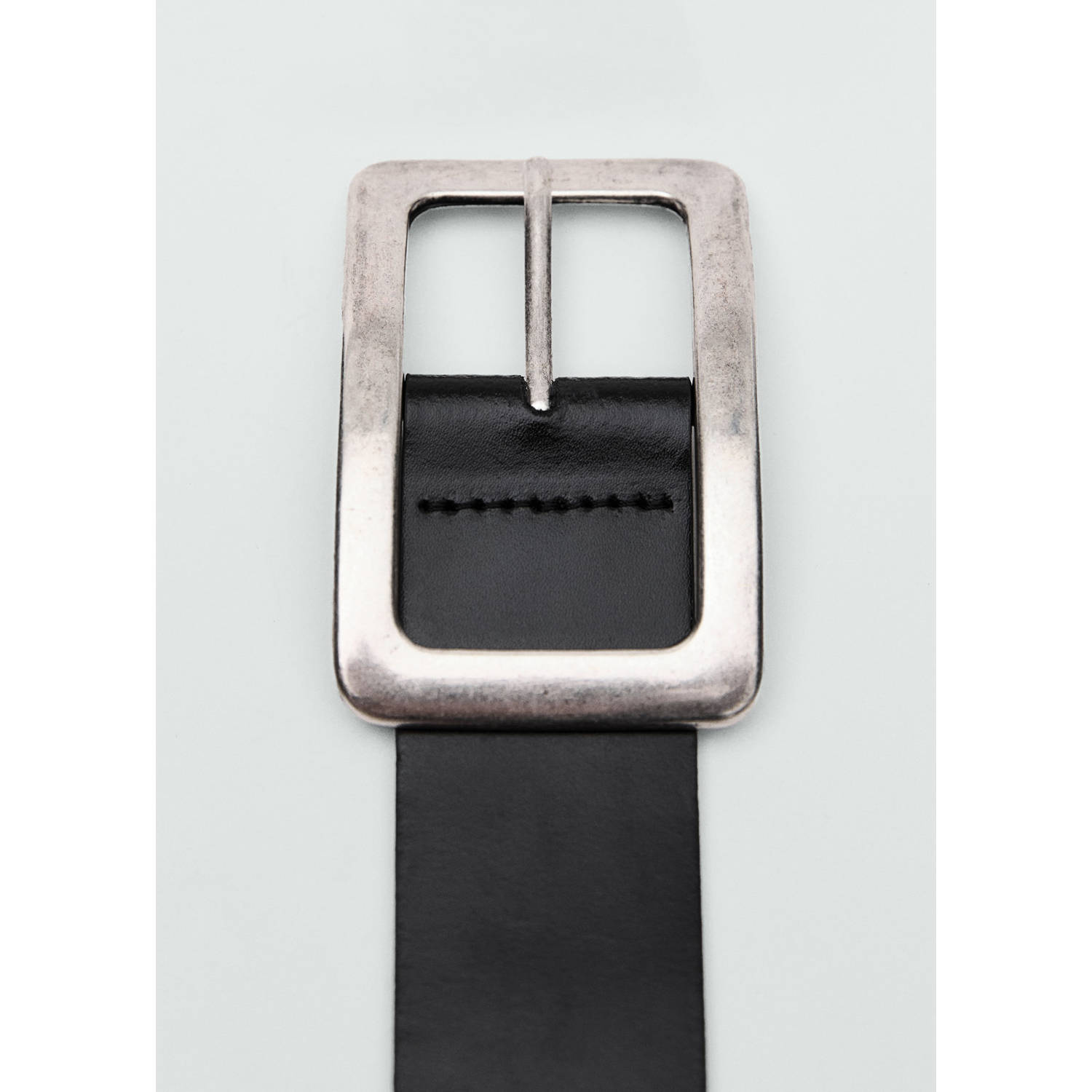Mango leren riem zwart