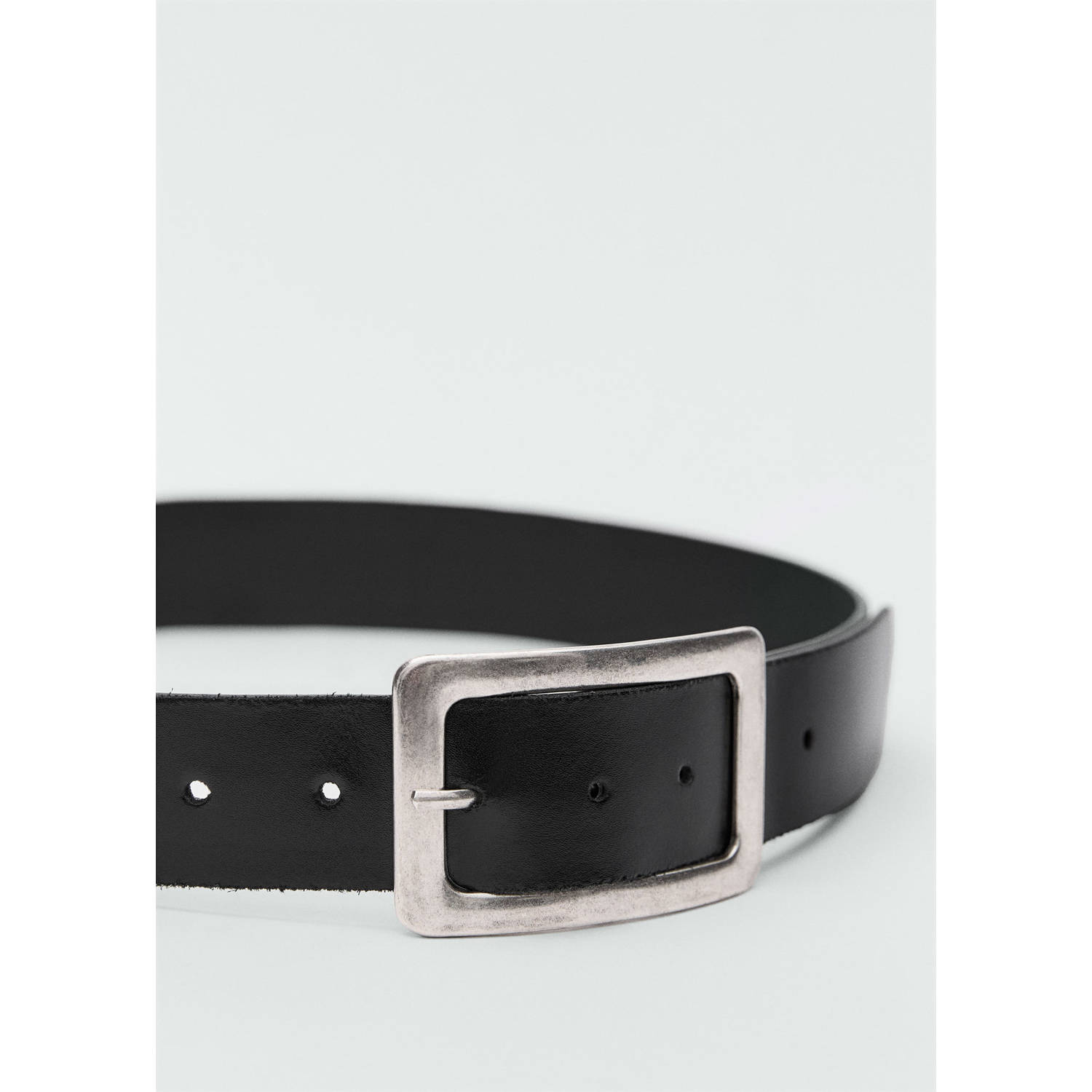 Mango leren riem zwart