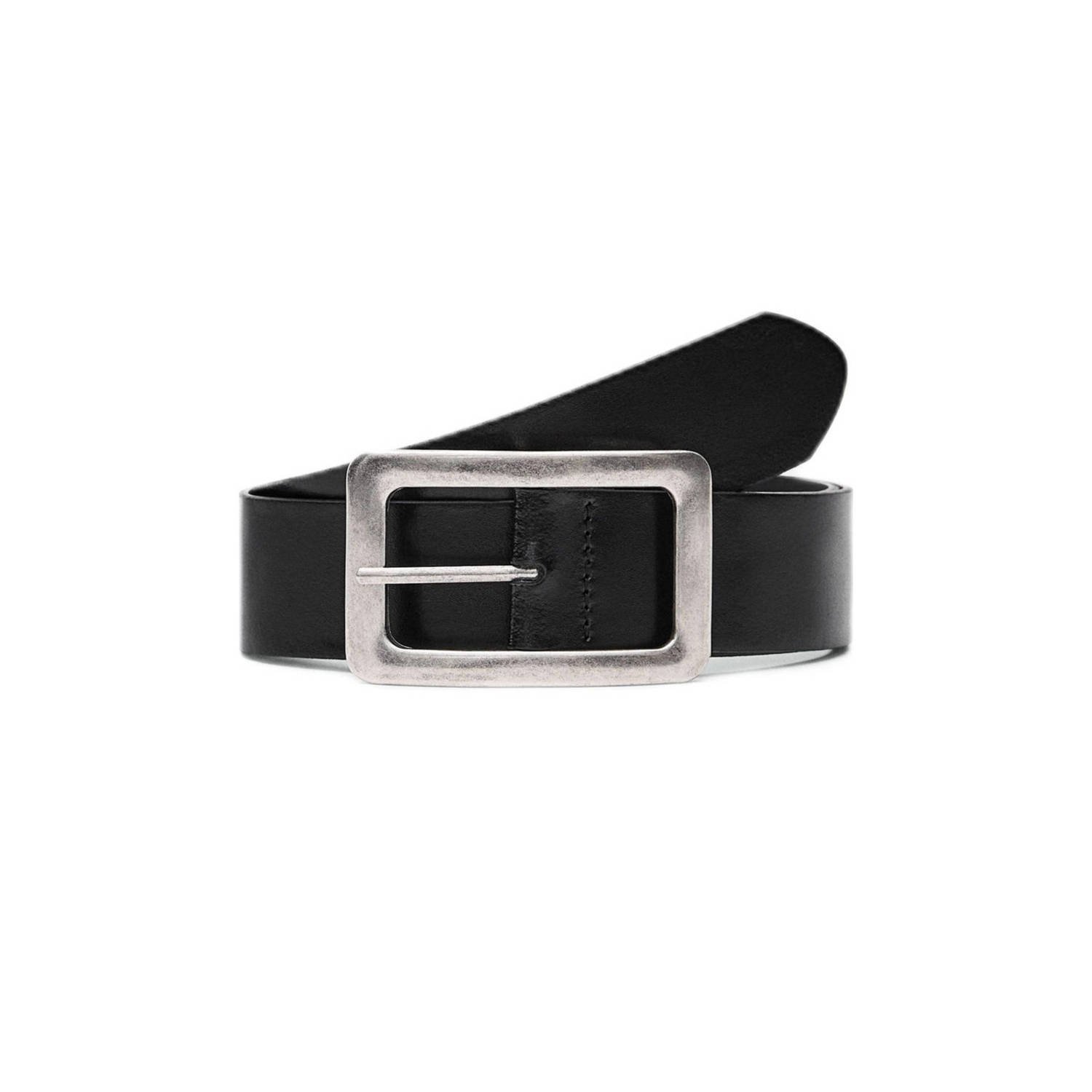 Mango leren riem zwart