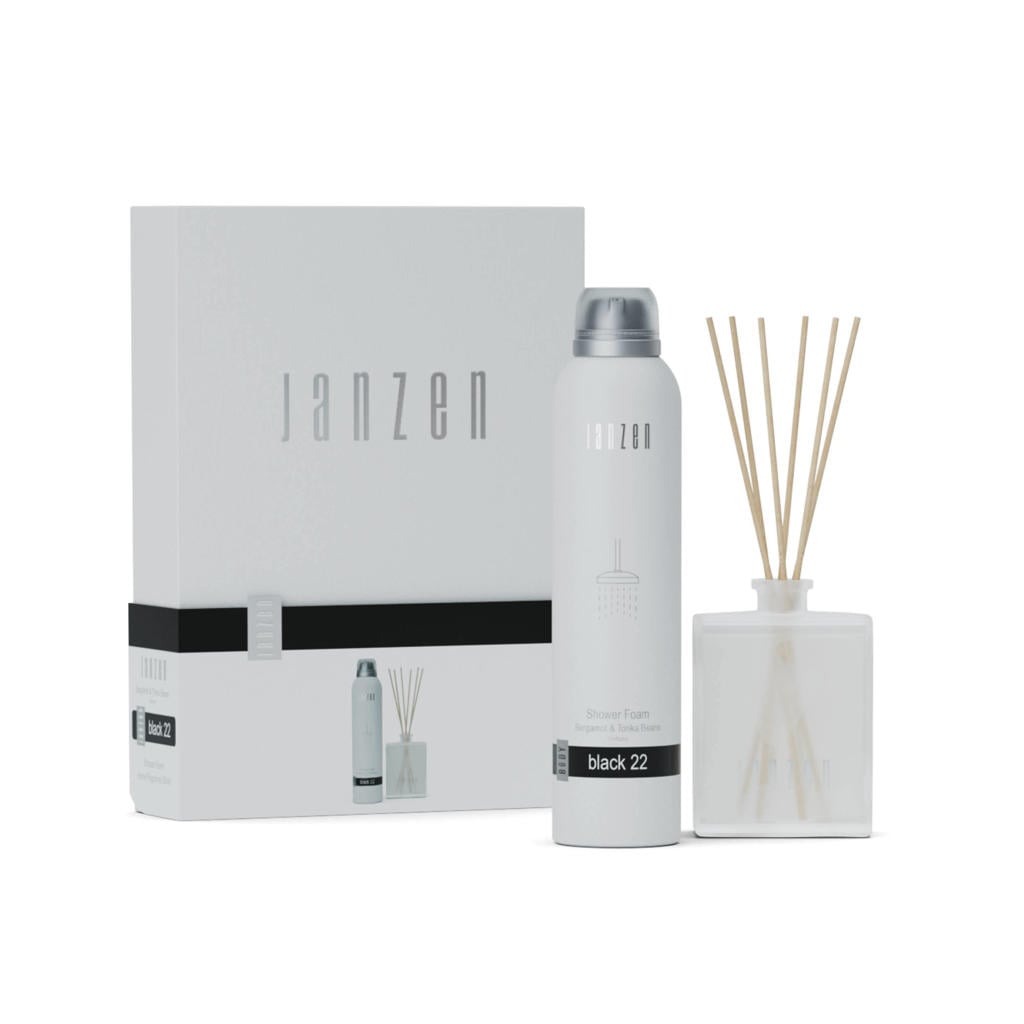 JANZEN Black 22 geschenkset Home & Body - shower foam + geurstokjes