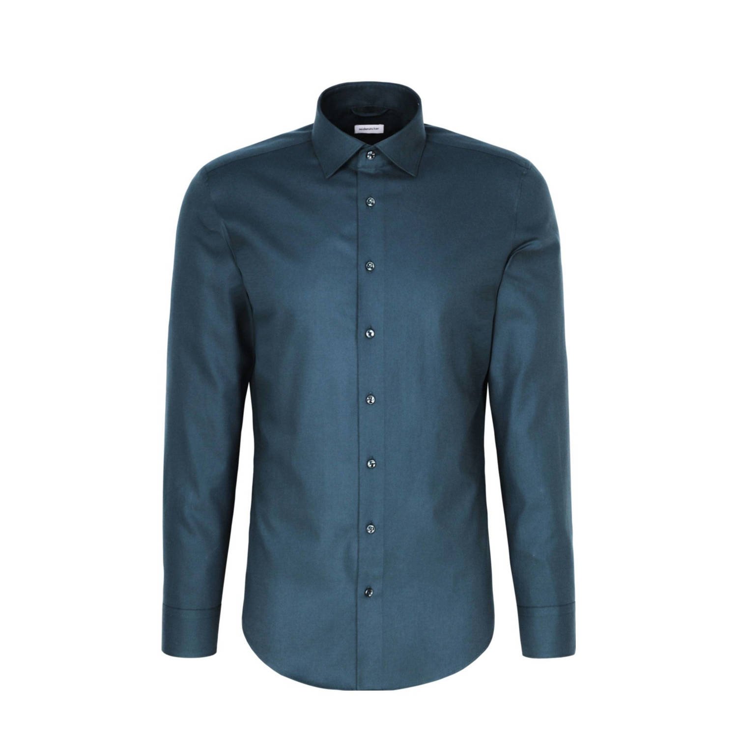 Seidensticker slim fit flanellen overhemd turquoise