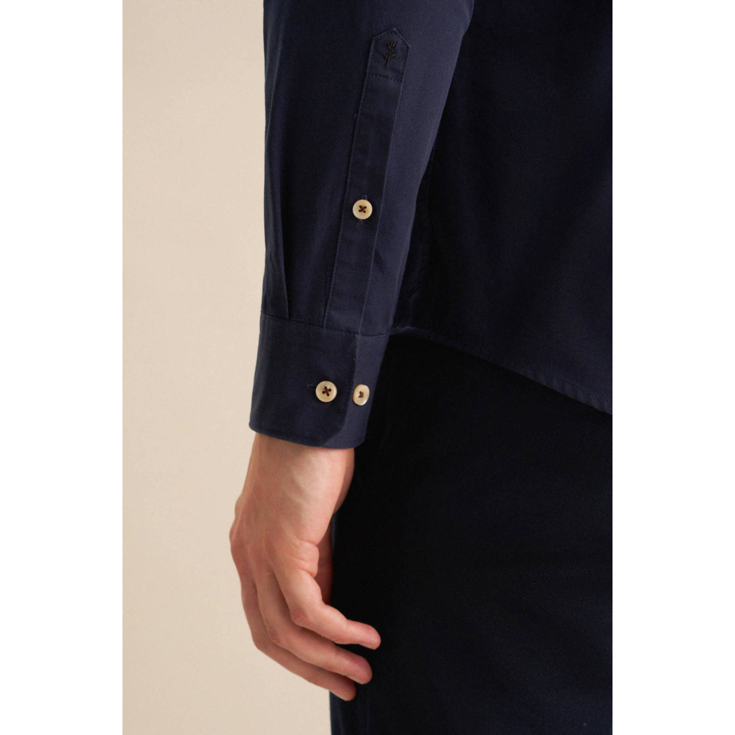 Seidensticker slim fit overhemd donkerblauw