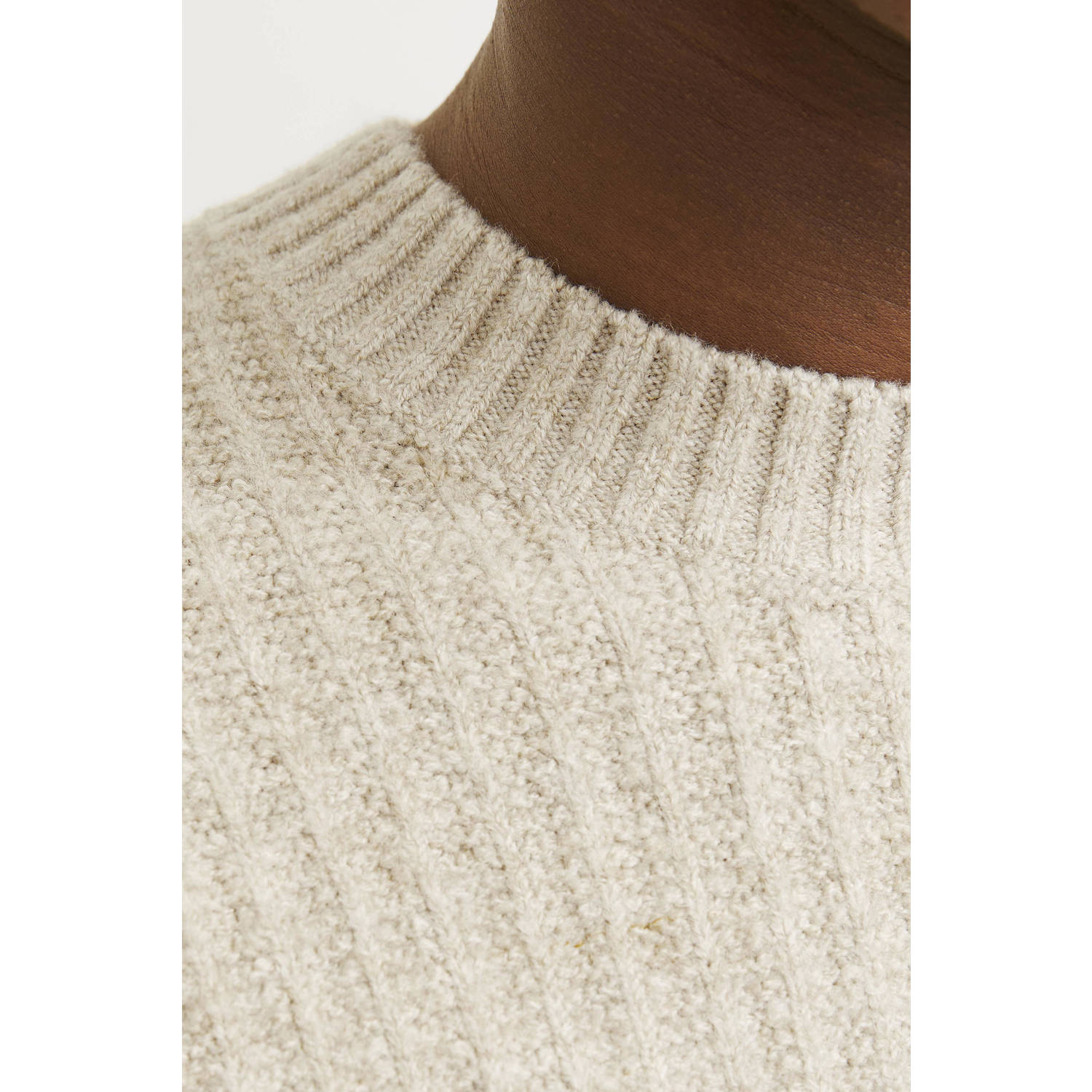 JACK & JONES PREMIUM trui ecru grof gebreid