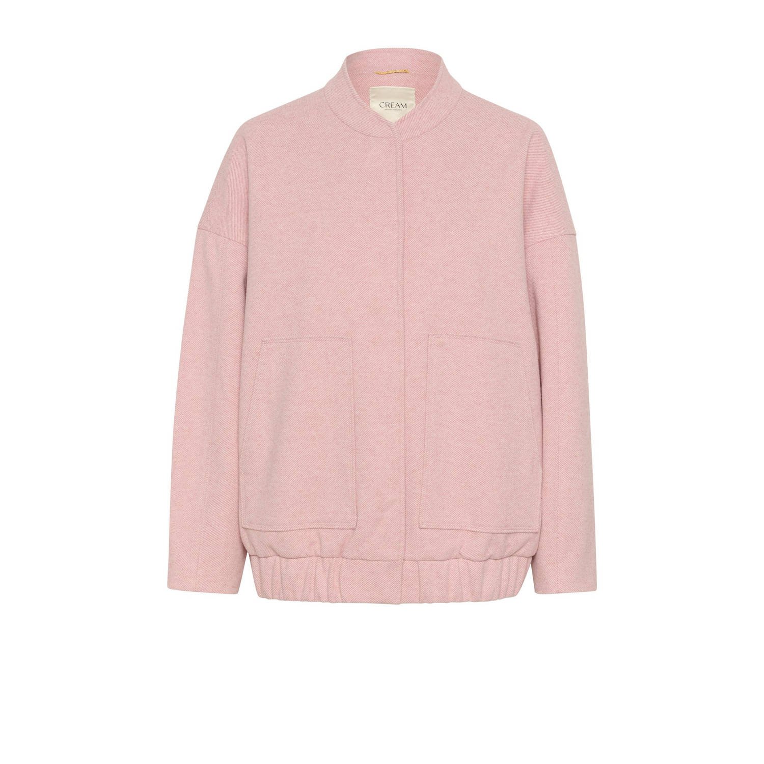 Cream Oversized Bomberjack met Zakken Pink Dames