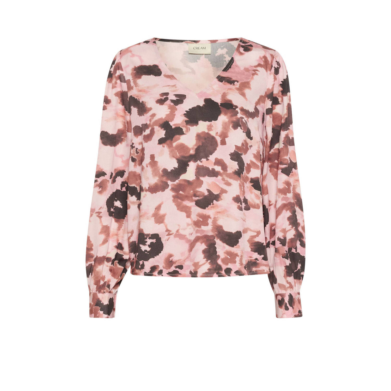 Cream top CRElena met all over print roze rood