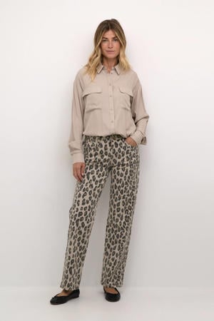 regular jeans CRLeona met panterprint bruin/zand