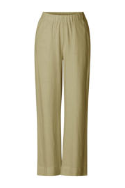 thumbnail: Groene dames Base Level wide leg regular waist casual broek van linnen met effen
