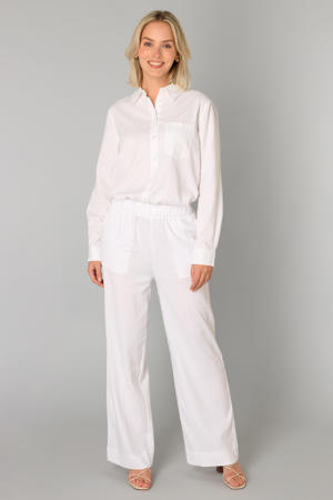wide leg regular waist casual broek ecru