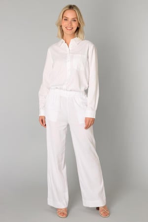 wide leg regular waist casual broek ecru