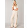 Base Level wide leg regular waist casual broek ecru
