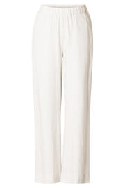 thumbnail: Ecru dames Base Level wide leg regular waist casual broek van linnen met effen