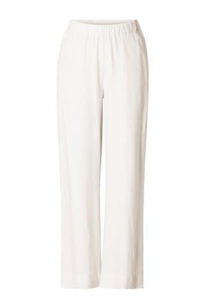 regular high waist casual broek met linnen wit